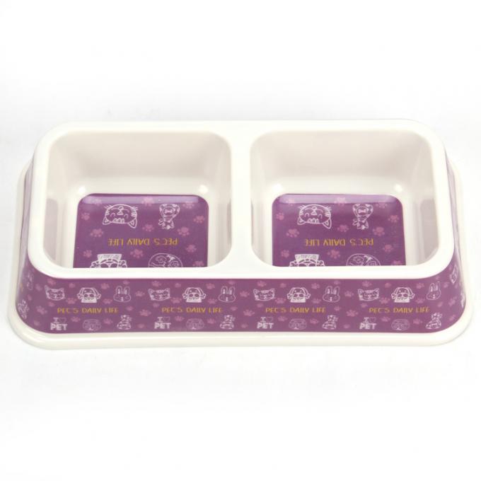 Harga Grosir Pabrik Disesuaikan Melamin Double Square Dog&Cat Pet Bowl 1