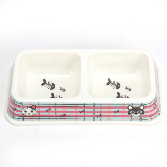 Harga Grosir Pabrik Disesuaikan Melamin Double Square Dog&Cat Pet Bowl 2