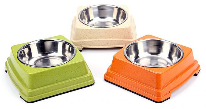 Kualitas Baik Grosir Jual Panas Bambu Stainless Steel Anjing Anak anjing Makanan Mangkuk 4