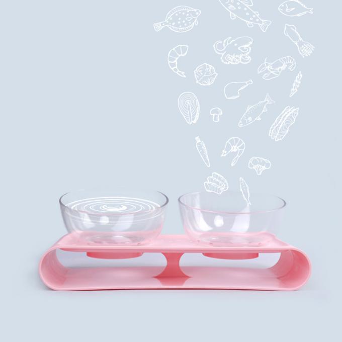 Gaya Baru 2-Bowls ABS Eco-Friendly Diner Set untuk Pet Feed Food Bowl 1