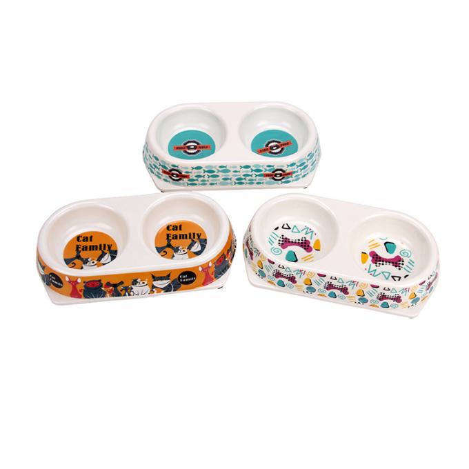 Produk Hewan Peliharaan Eco Bambu Serat Premium Dog Double Bowl 1