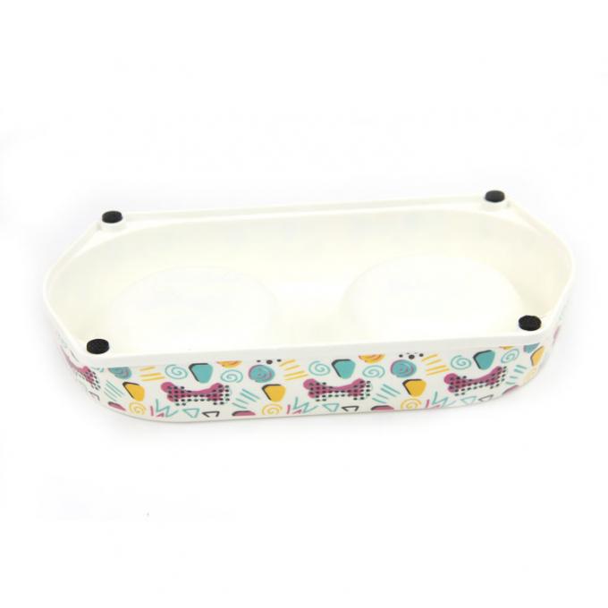 Produk Hewan Peliharaan Eco Bambu Serat Premium Dog Double Bowl 2