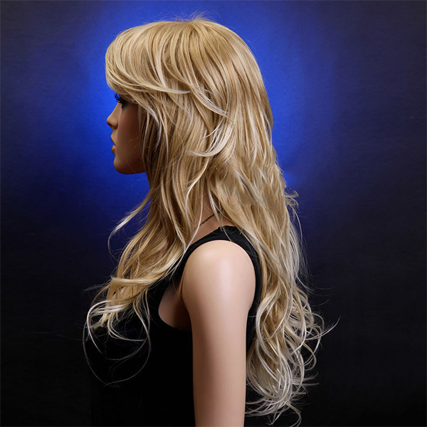 Natural Hairline Full Lace Human Hair Wigs With Bangs / Wet And Wavy Hair Extensions abc (Pengembang rambut basah dan bergelombang)