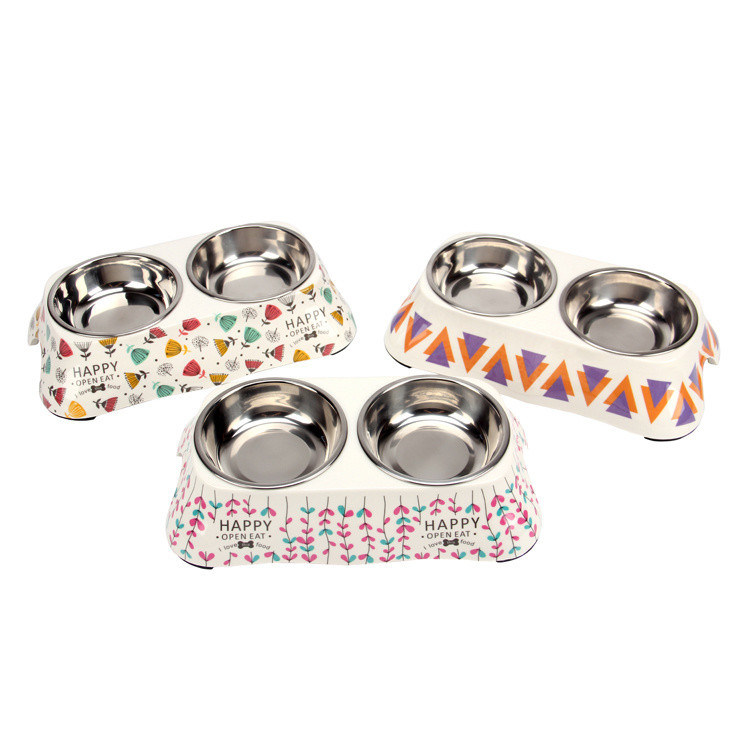 Stainless Steel dan Melamine Designer Dog Pet Food Bowl untuk Anjing atau Kucing