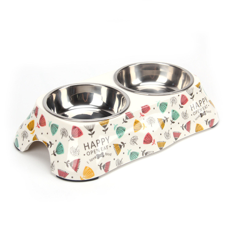 Stainless Steel dan Melamine Designer Dog Pet Food Bowl untuk Anjing atau Kucing