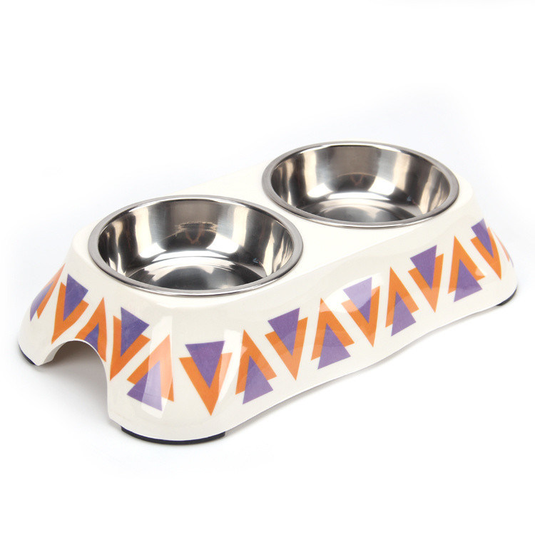 Stainless Steel dan Melamine Designer Dog Pet Food Bowl untuk Anjing atau Kucing
