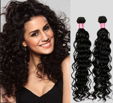 Kinky Curly Indian Curly Human Hair Tangle Free 14 Inch Hitam