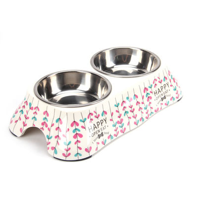 Pet Stainless Steel Dog Bowls Double Diner Menghadapi mangkuk