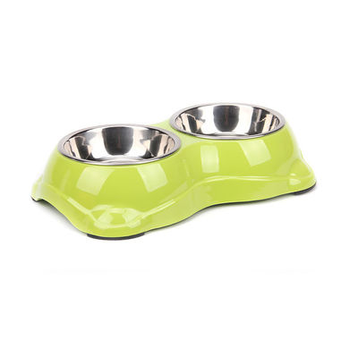 Anti-Skip Silicone Pet Bowl dengan Double Stainless Steel Bowl