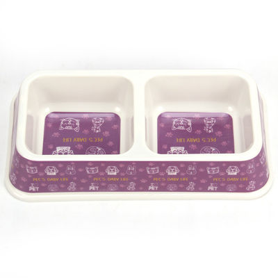 Harga Grosir Pabrik Disesuaikan Melamin Double Square Dog&Cat Pet Bowl