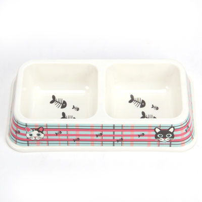 Harga Grosir Pabrik Disesuaikan Melamin Double Square Dog&Cat Pet Bowl