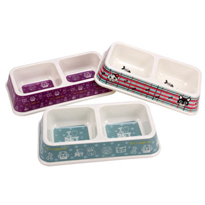 Harga Grosir Pabrik Disesuaikan Melamin Double Square Dog&Cat Pet Bowl